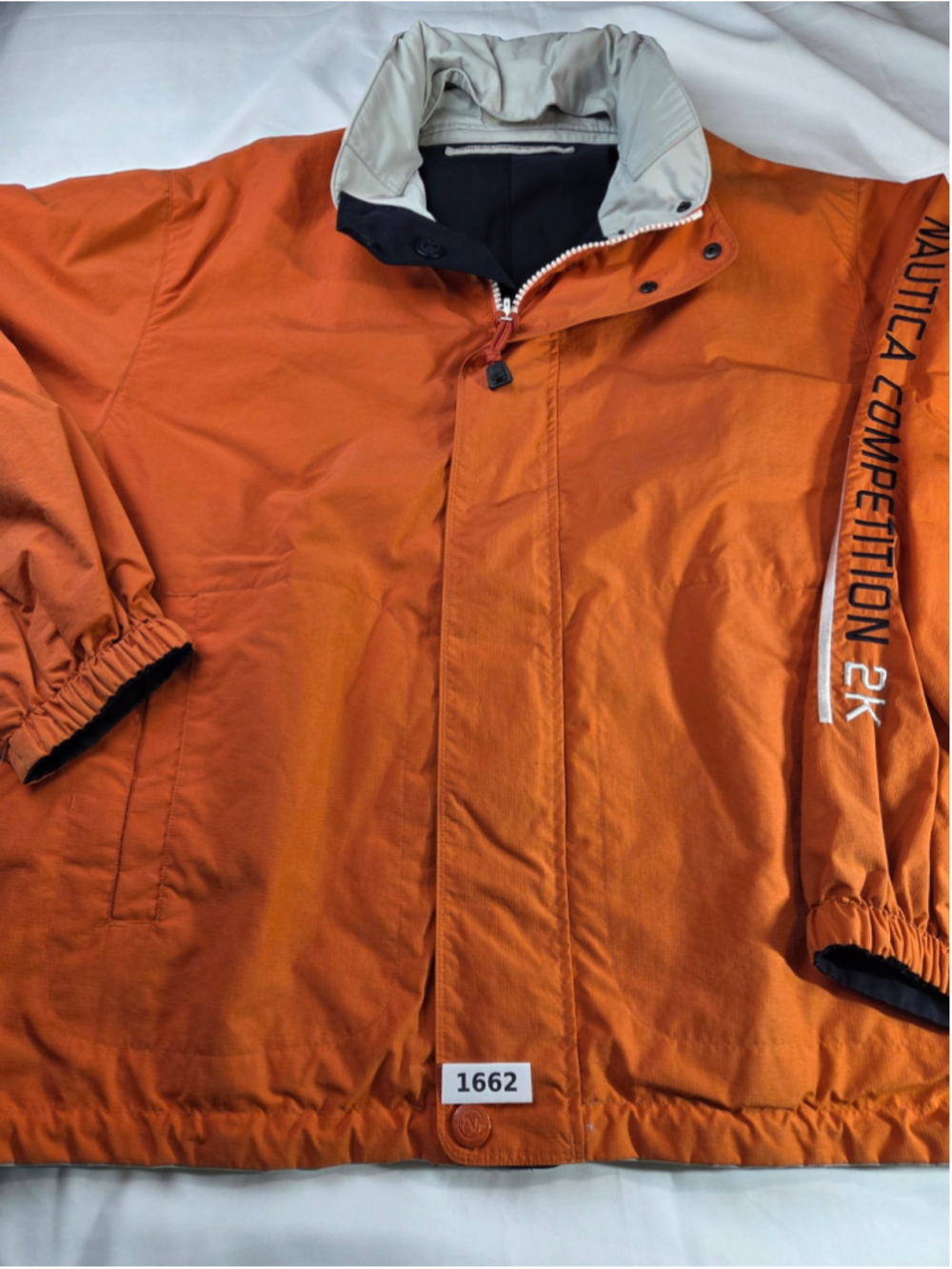 Vintage Nautica Competition 2K Reversible Jacket Orange Navy Tan Men's #1662